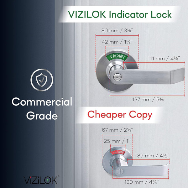 Commercial Grade - Privacy Indicator Lock and Lever in 26D Satin Chrome with 2024 Two Keys (C3FE)